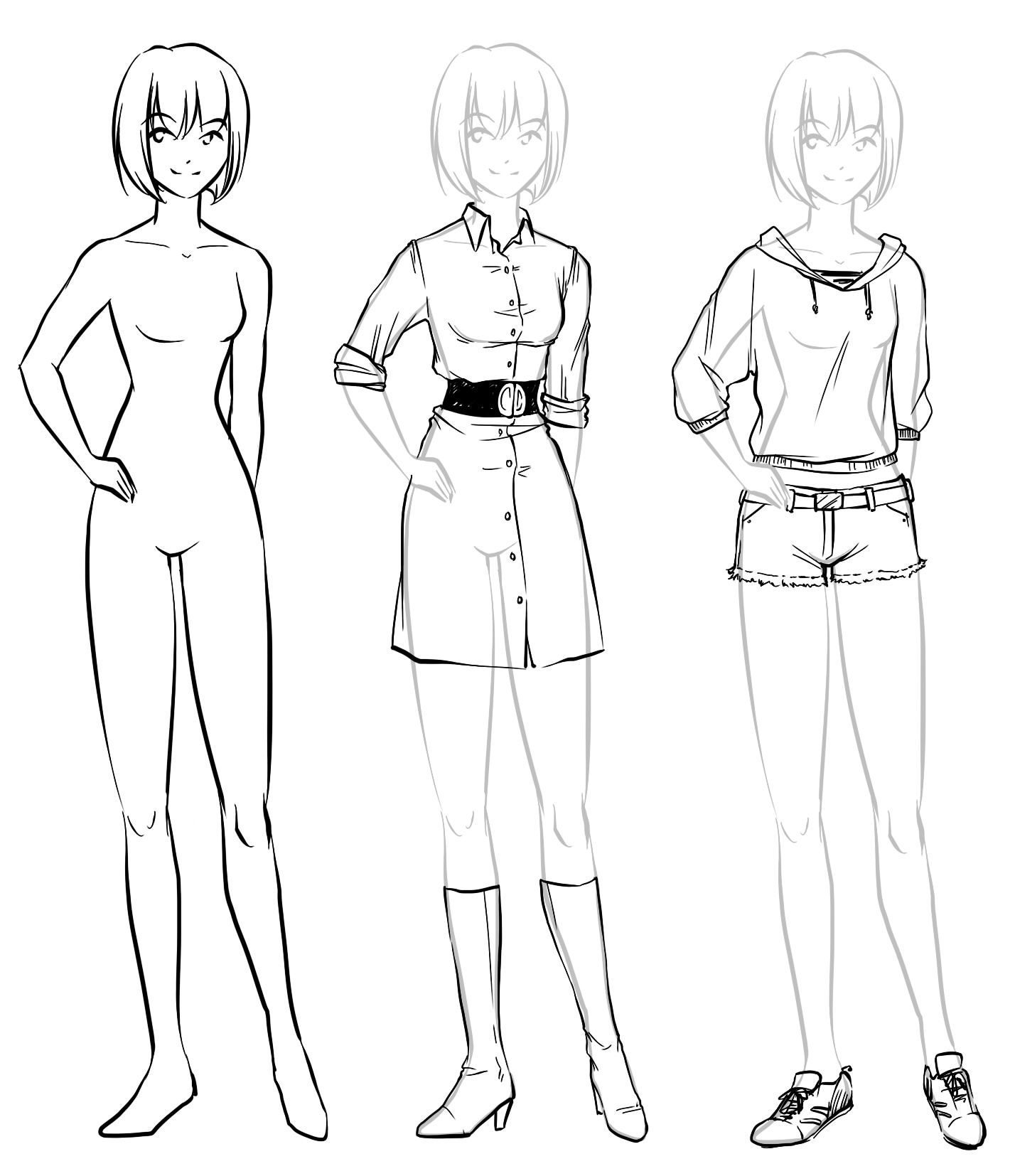 Anime Girl Upper Body Template