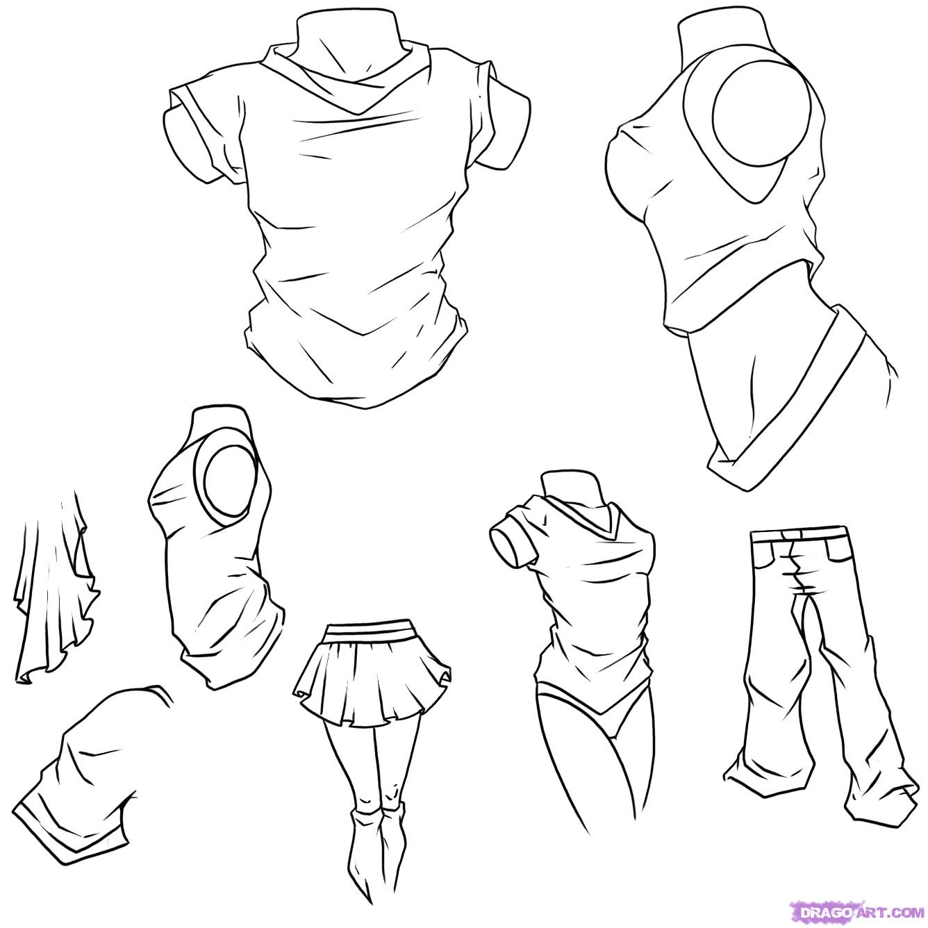 1336x1336 how to draw anime clothes, step - Anime Girl Clothes Drawing