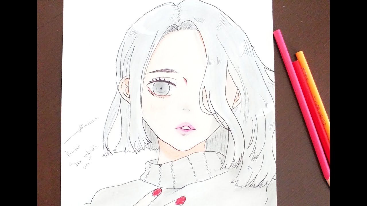 1280x720 How To Draw Anime Girl With Pencil Easy Draw '' The Artist's Pen - Anime Girl Easy Drawing