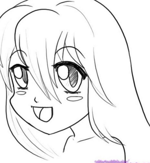 615x671 Basic Anime Face Drawing Anime Collection - Anime Girl Face Drawing