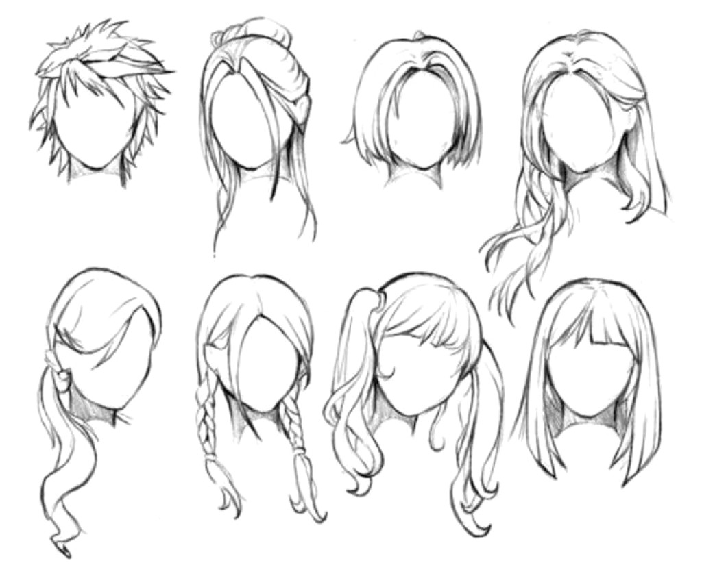 Anime Girl Hair Drawing at PaintingValley.com | Explore collection of