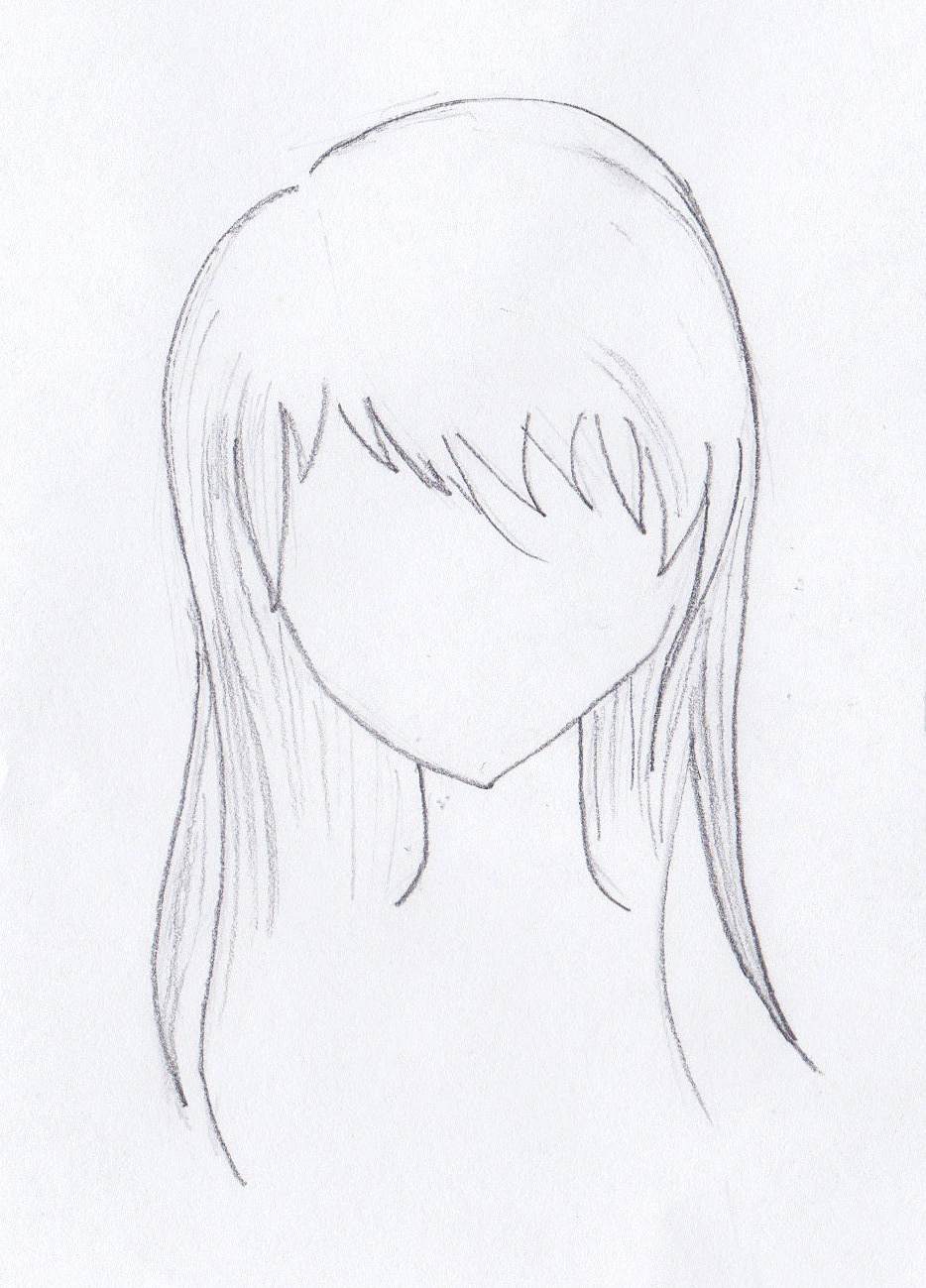 Easy Anime Girl Hair Sketch