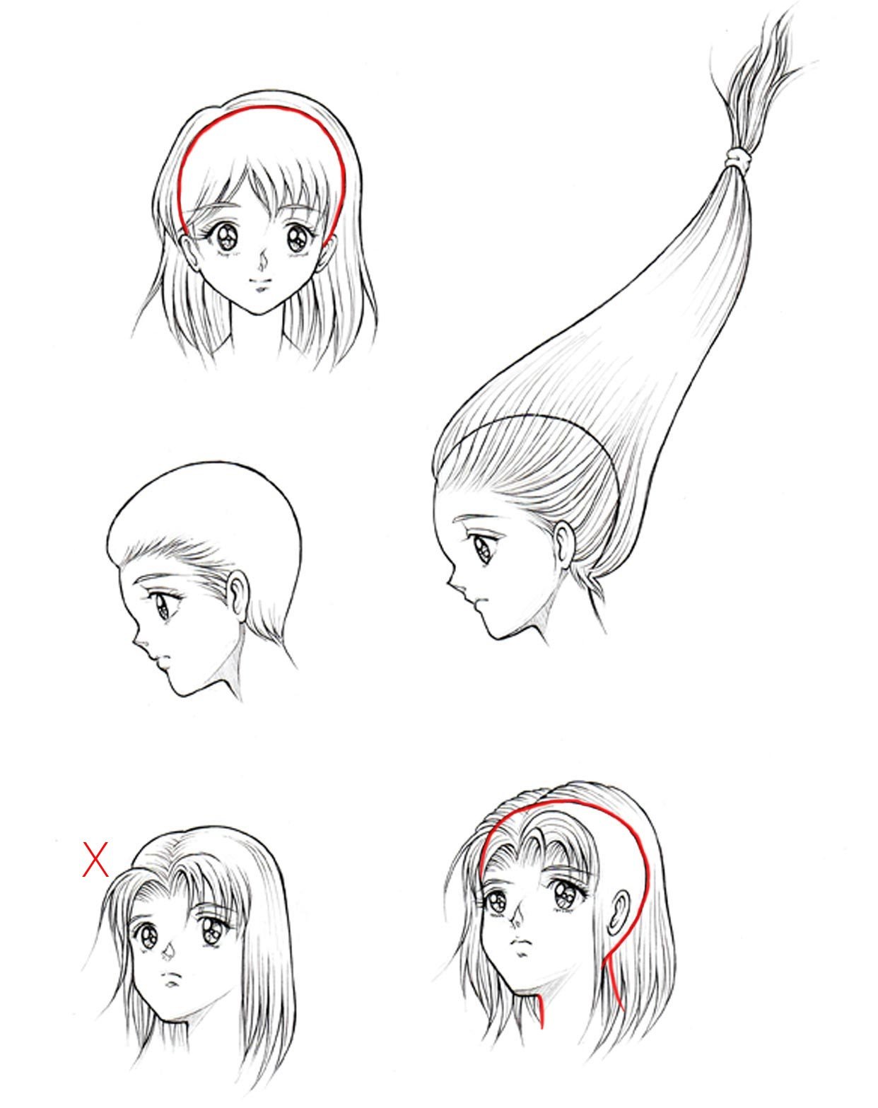 1242x1567 How To Draw Hair - Anime Hair Drawing
