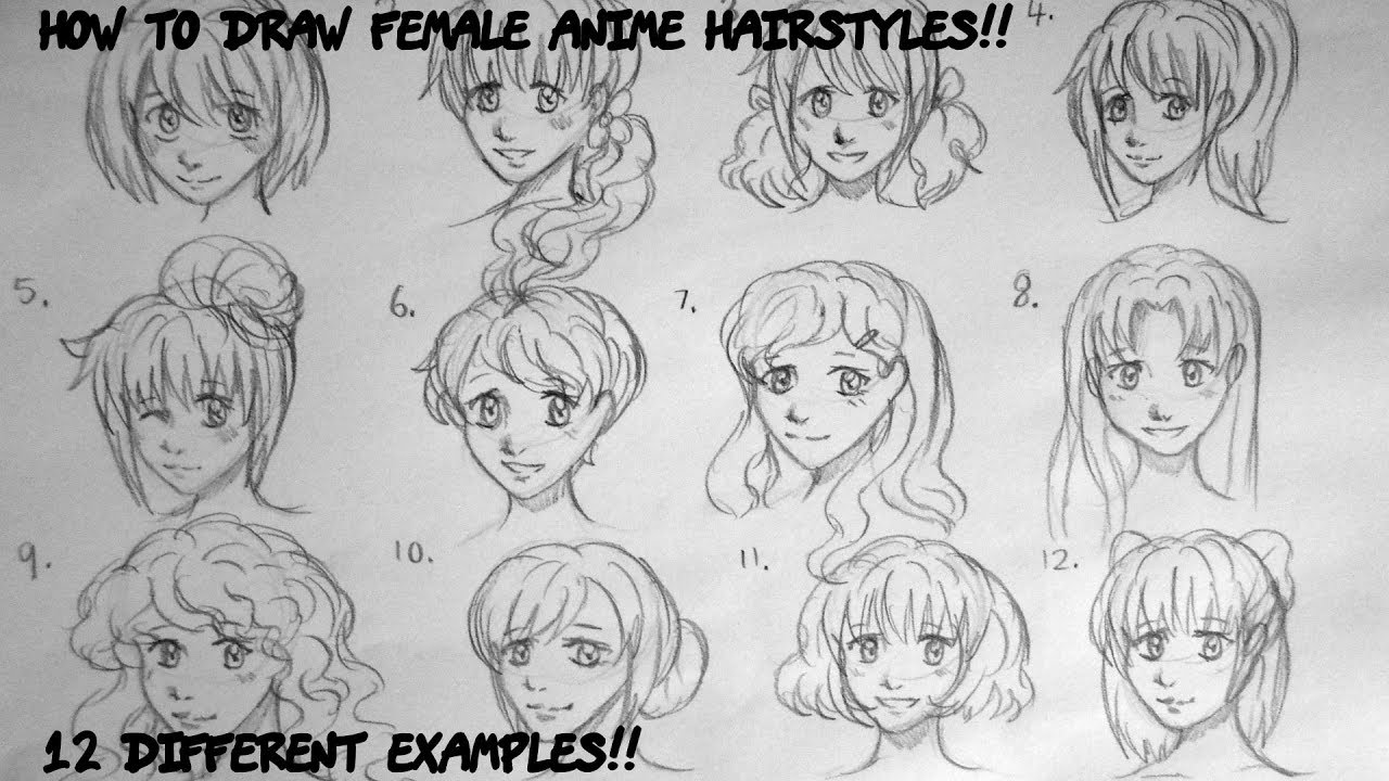 1280x720 Tutorial How To Draw Female Anime Hairstyles - Anime Hair Drawing