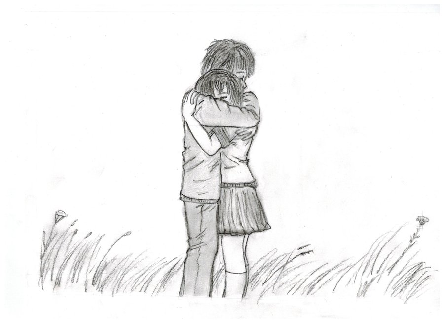 Anime Hug Drawing at PaintingValley.com | Explore collection of Anime