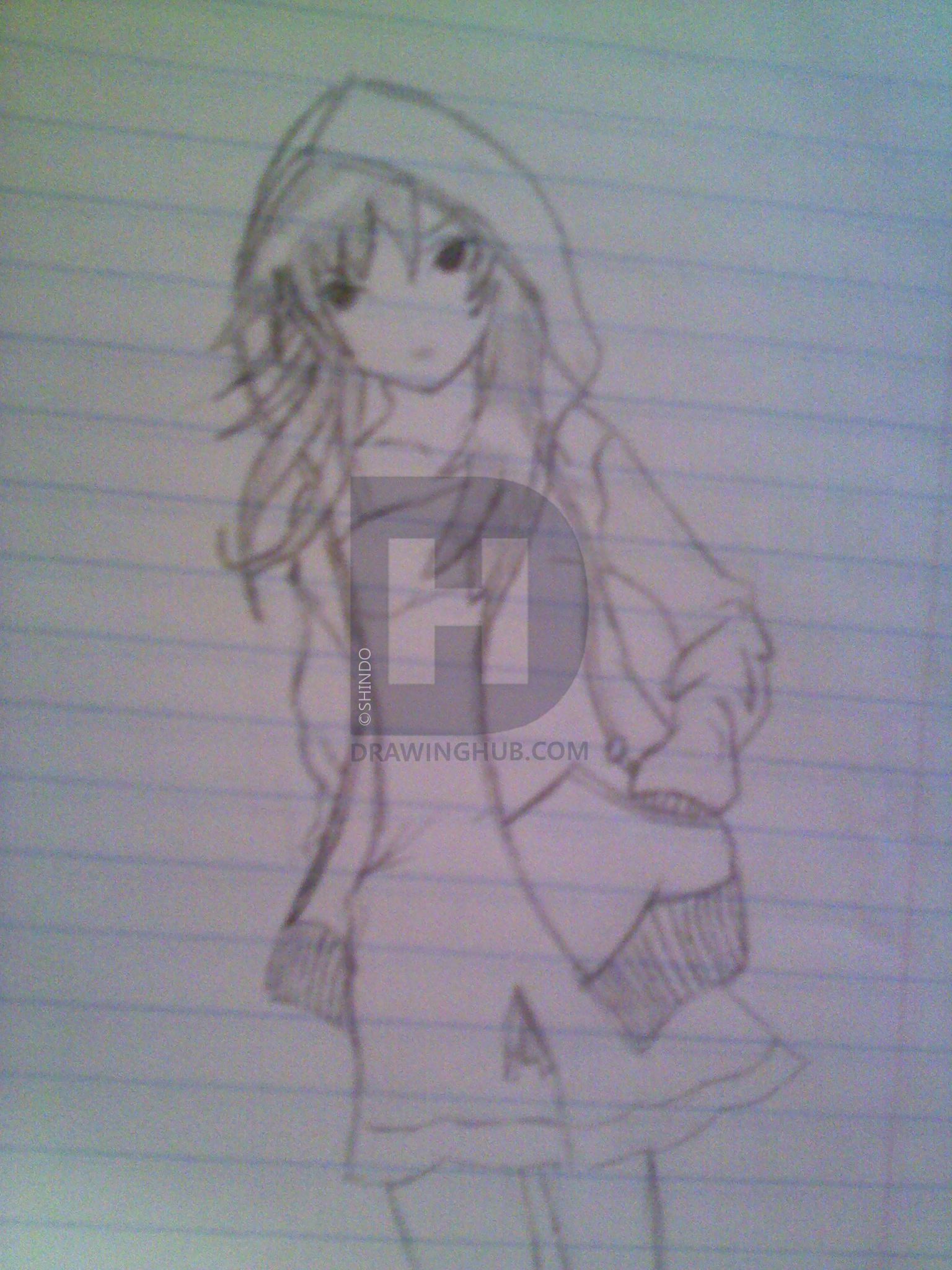 1536x2048 Anime Chick W Jacket Drawing - Anime Jacket Drawing