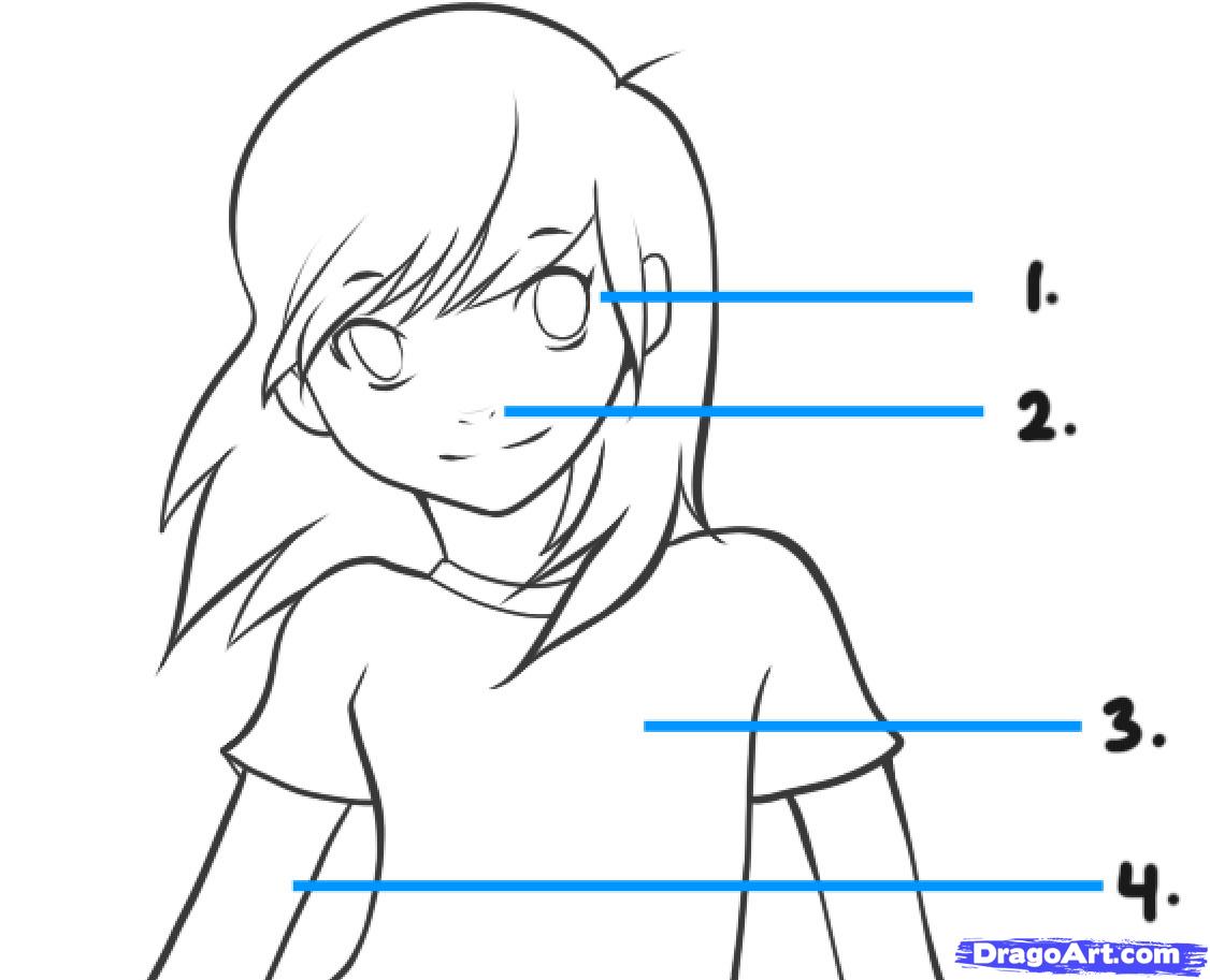 1126x913 How To Draw An Anime Kid, Step - Anime Kid Drawing