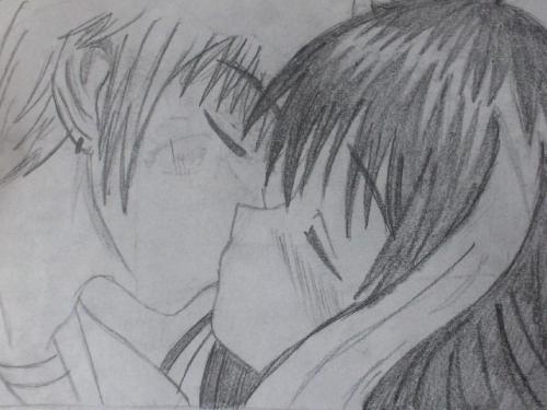 500x375 Anime Drawing Kissing Anime Collection - Anime Kissing Drawing
