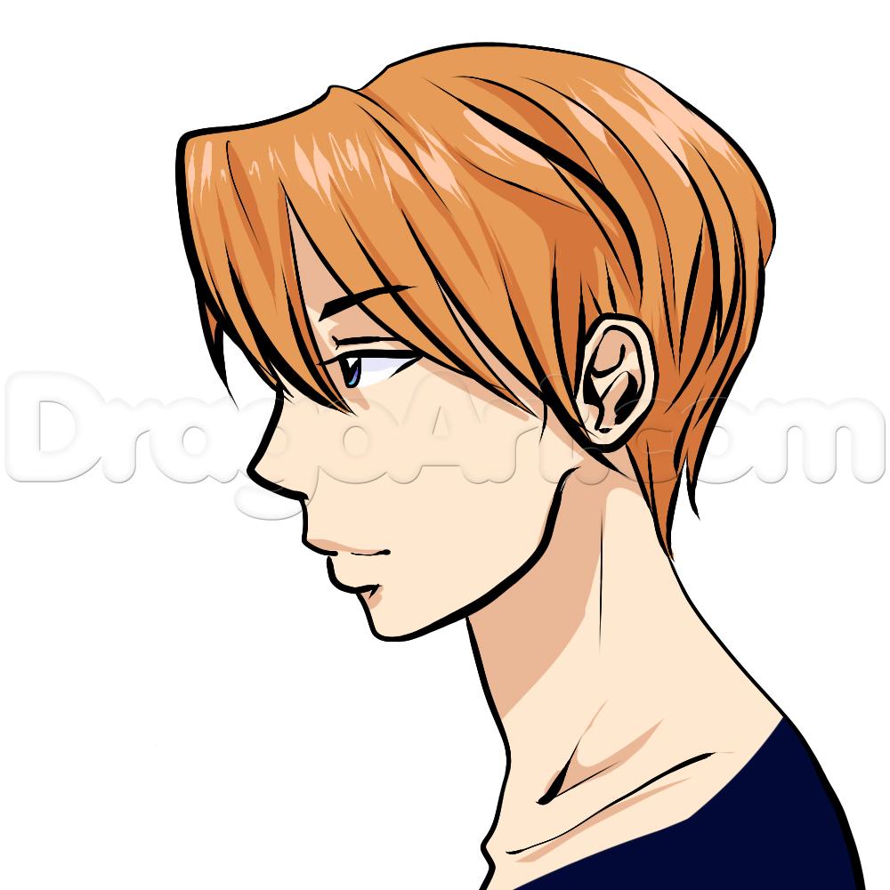 1000x1000 side view male anime face drawing tutorial, step - Anime Male Drawing