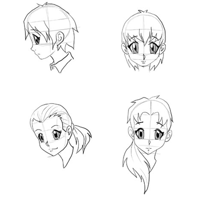 400x400 draw anime faces heads drawing manga faces step - Anime Manga Drawing