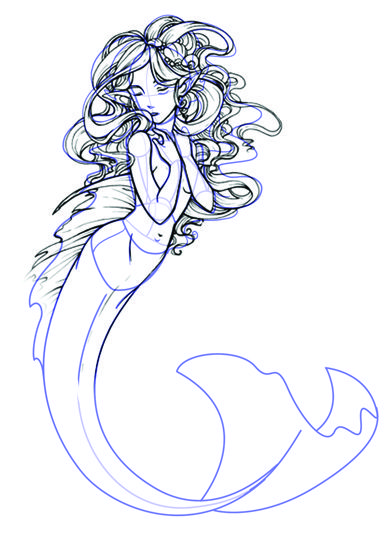 390x535 How To Draw Mermaid Step - Anime Mermaid Drawing