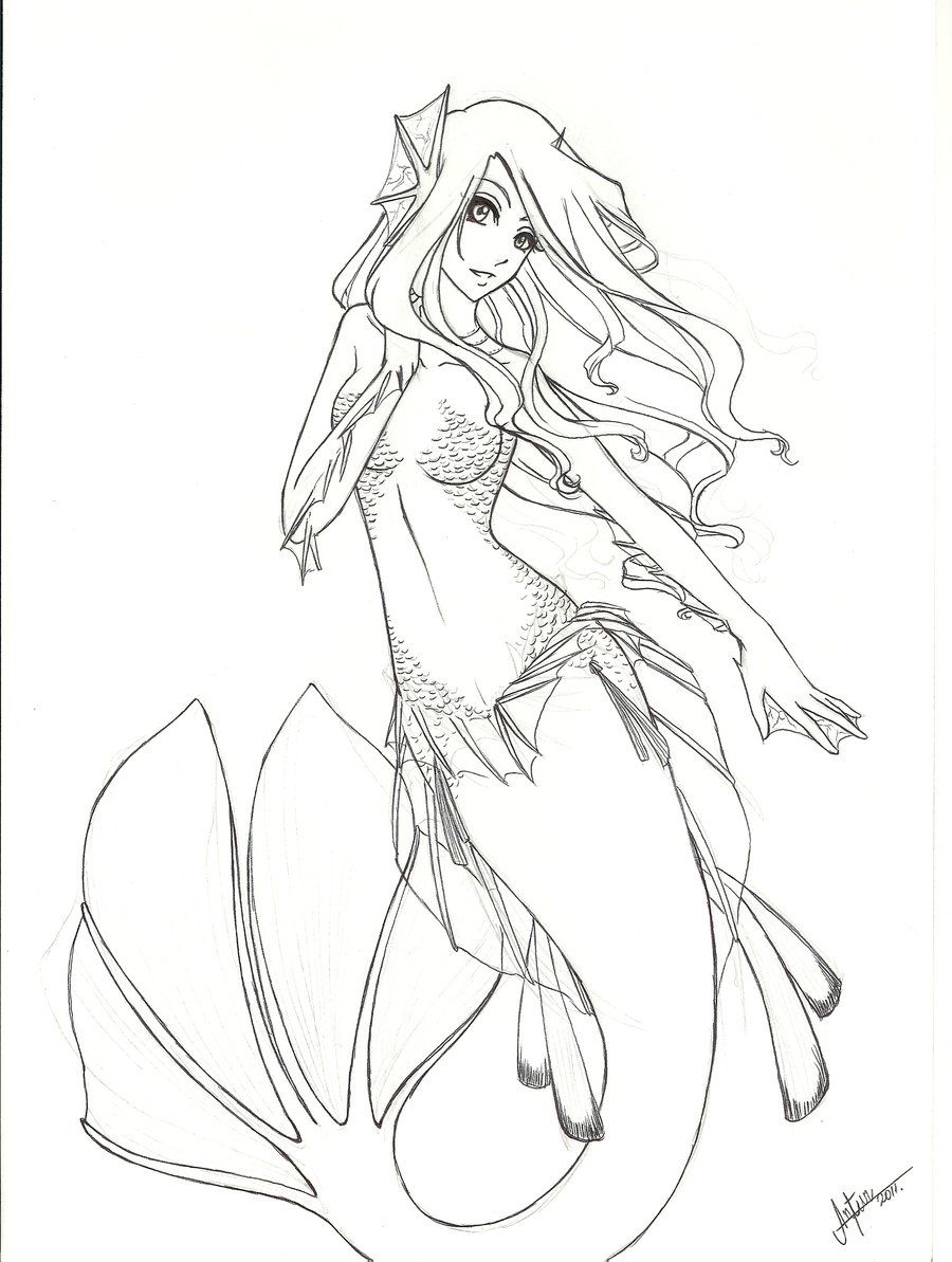 900x1193 Mermaids To Print And Color Manga Anime Traditional Media - Anime Mermaid Drawing