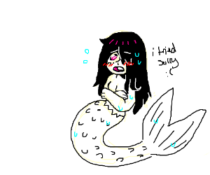 300x250 Black Haired Anime Mermaid Drawing - Anime Mermaid Drawing