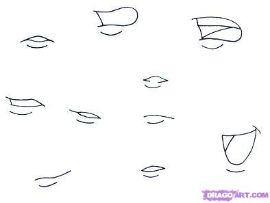 394x297 how to draw anime mouths, step - Anime Mouth Drawing