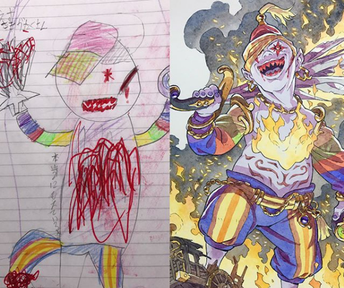 700x587 dad turns son's doodles into incredibly detailed anime drawings - Anime Pictures Drawing