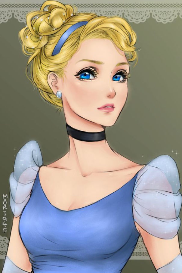 605x907 I Draw Disney Princesses As Anime Characters Bored Panda - Anime Princess Drawing