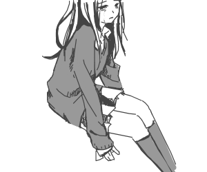 300x250 Anime School Girl, Crying Drawing - Anime School Girl Drawing