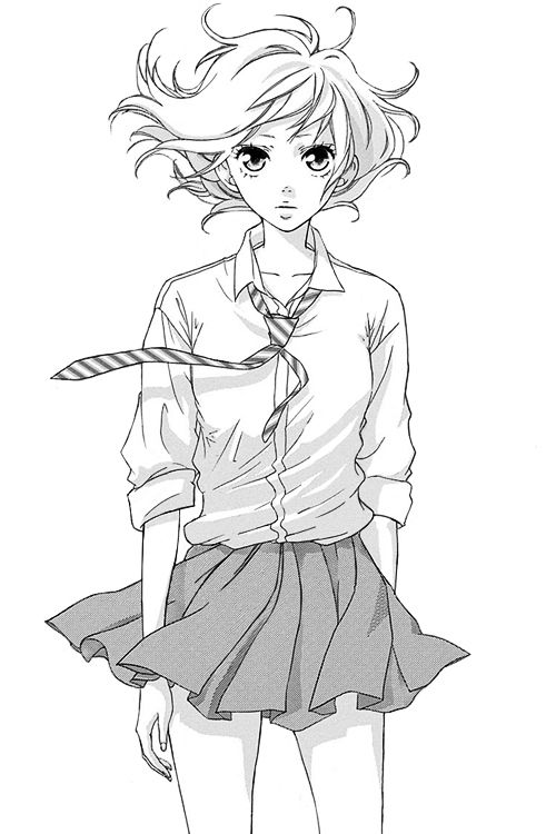 500x750 black and white pencil sketch of an animemanga schoolgirl - Anime School Girl Drawing