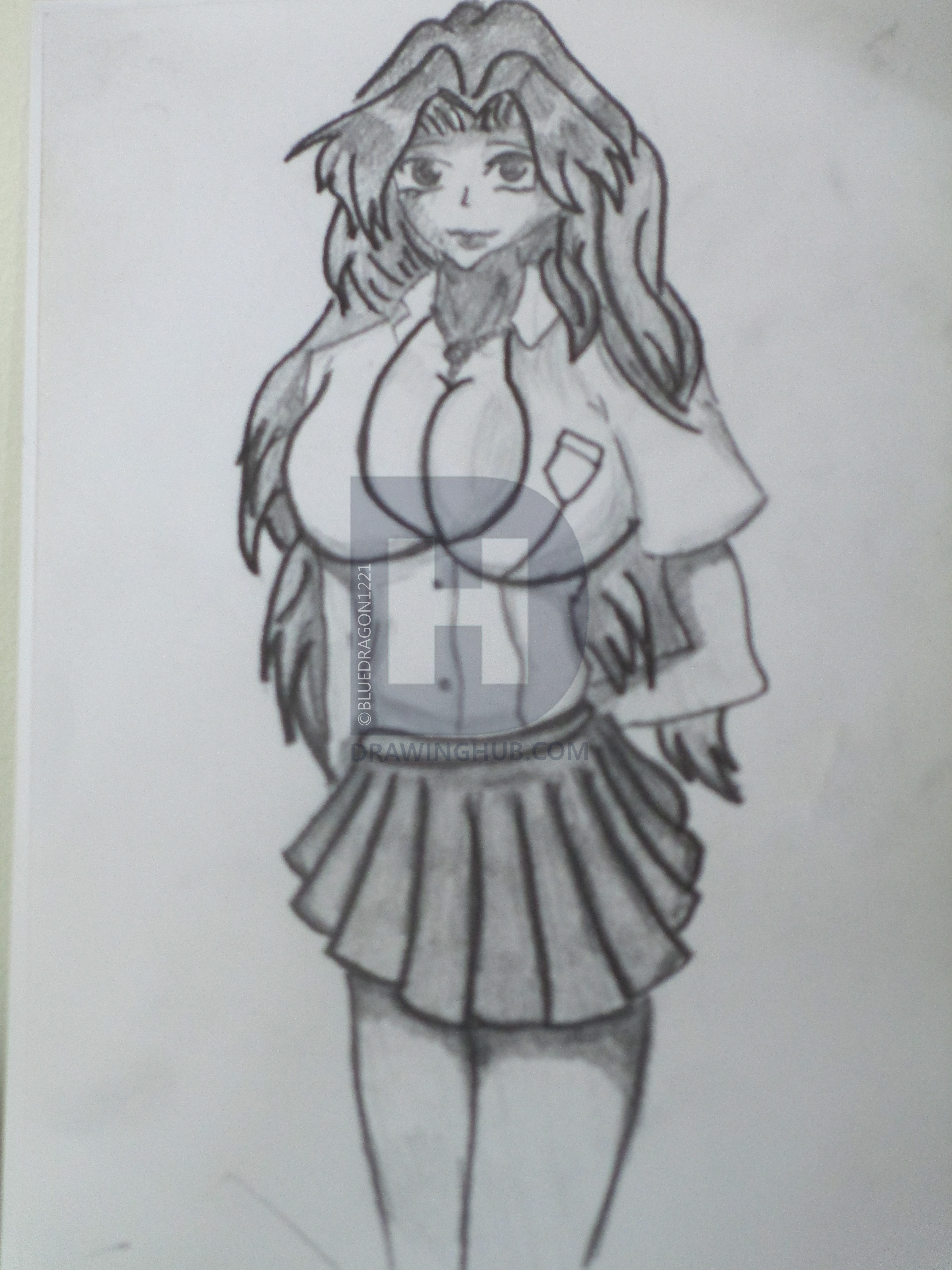 3456x4608 Anime School Girl Drawing - Anime School Girl Drawing
