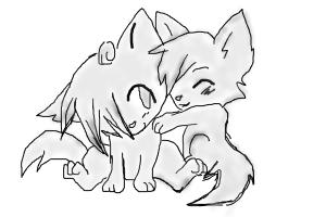 300x200 Cute Anime Wolf Pups - Anime Wolf Drawings