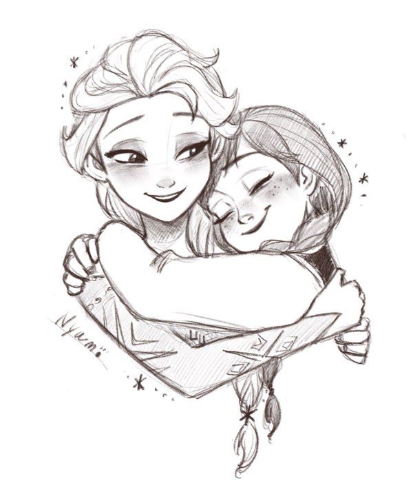 600x730 fantastic drawing of elsa and anna - Anna Drawing