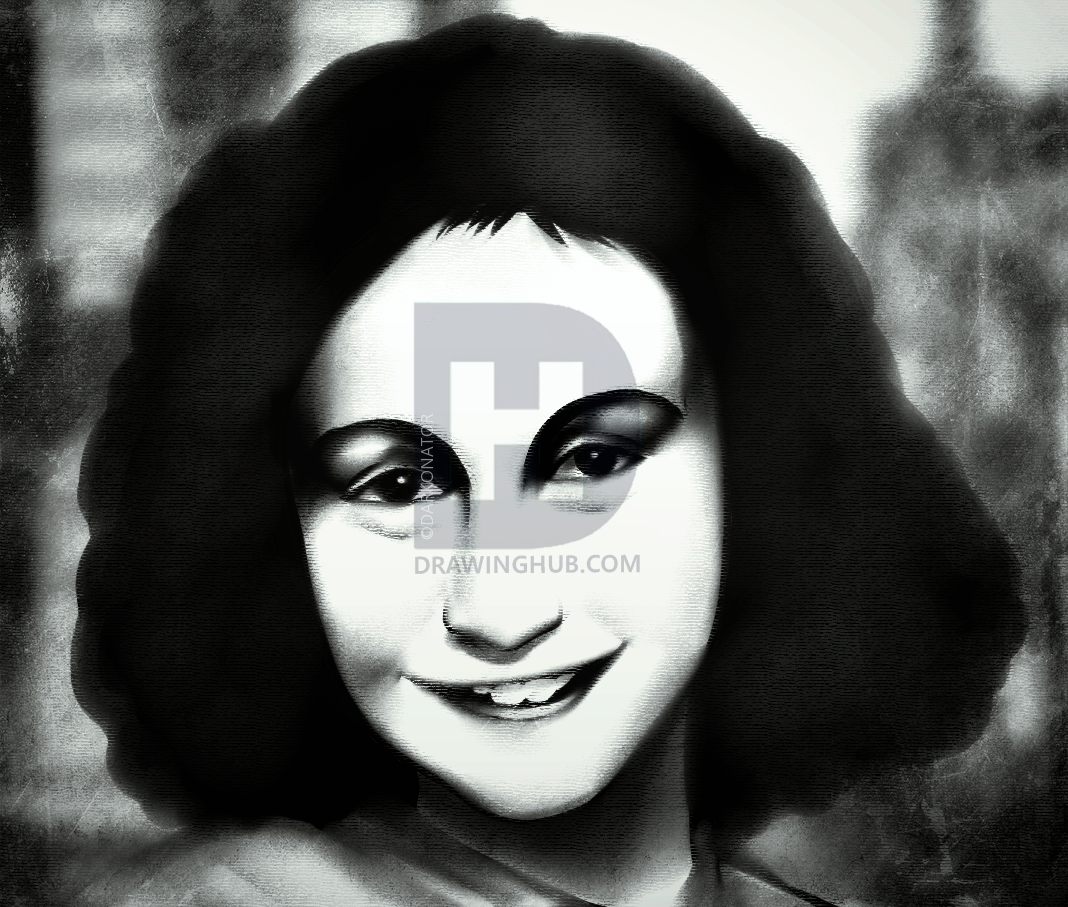 1068x907 how to draw anne frank, step - Anne Frank Drawing