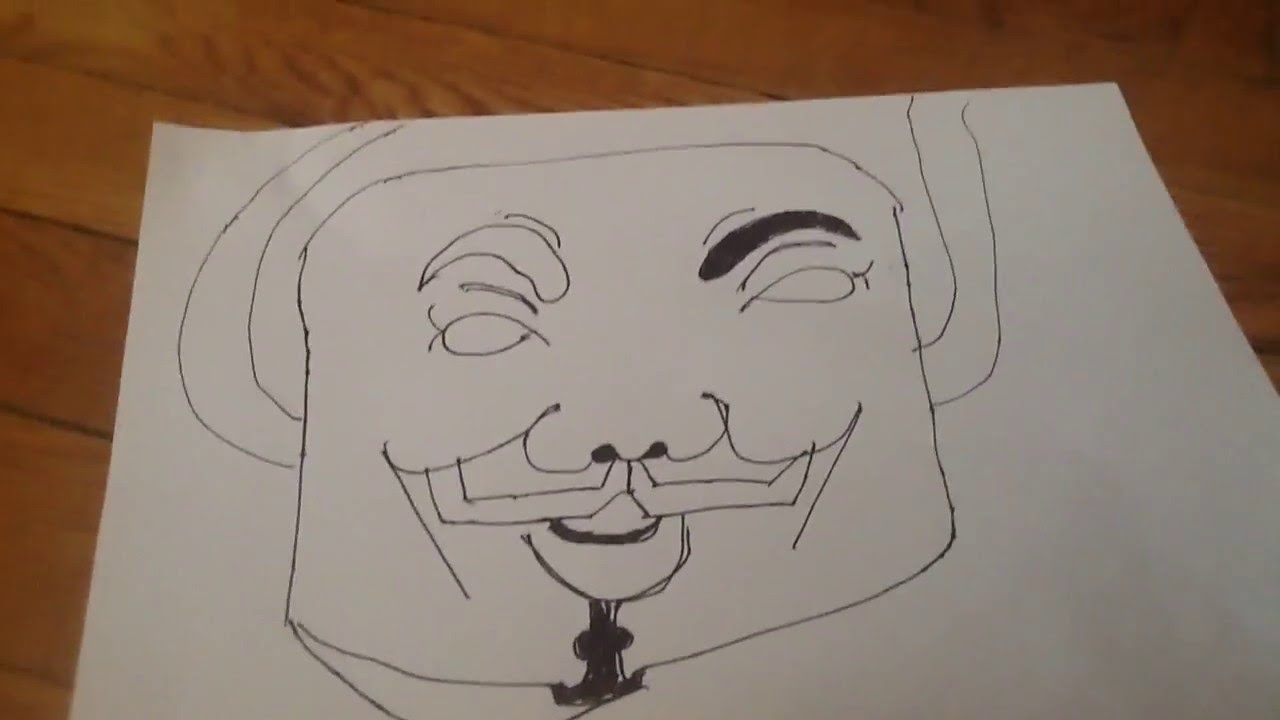 1280x720 Anonymous Mask And A Puppy - Anonymous Drawing