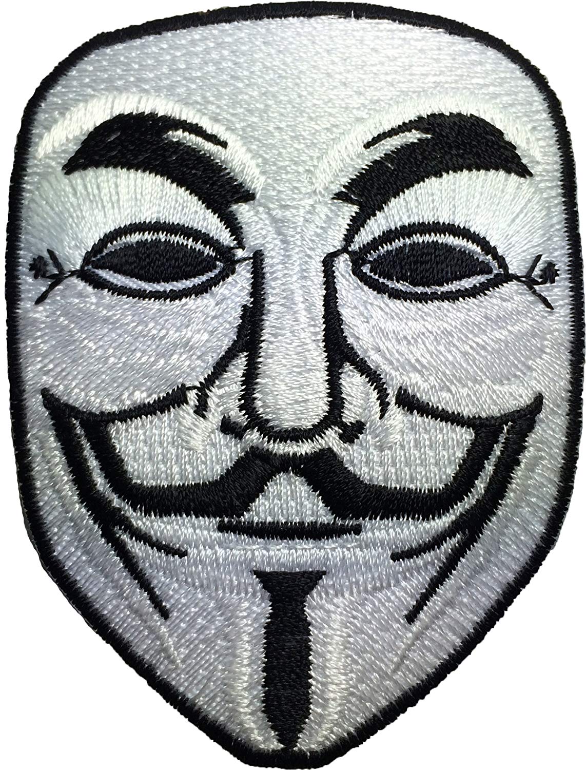 1142x1500 Anonymous Mask Sew On Iron On Embroidered Applique - Anonymous Mask Drawing