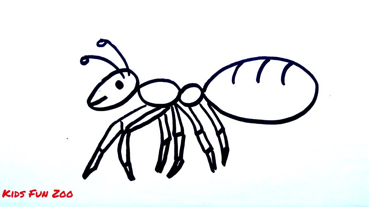 1280x720 How To Draw Antdrawingcoloring Pageskids Fun Zoo - Ant Drawing For Kids