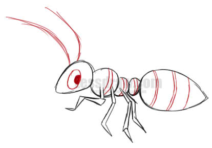 414x289 how to draw an ant the child - Ant Drawing For Kids