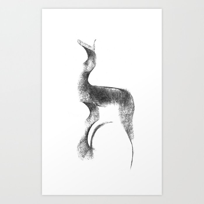 700x700 Antelope Minimalist Gesture Drawing Art Print - Antelope Drawing