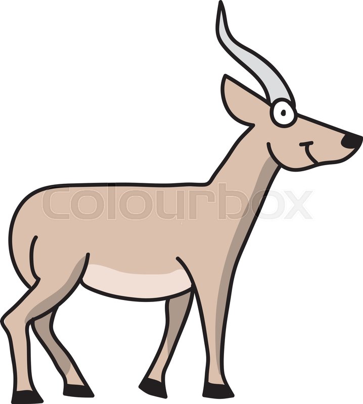 718x800 Cute Cartoon Antelope Vector Drawing Stock Vector Colourbox - Antelope Drawing
