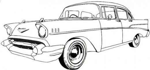 520x245 Old Car Line Drawing Chevy's Car Drawings, Drawings - Antique Car Drawing
