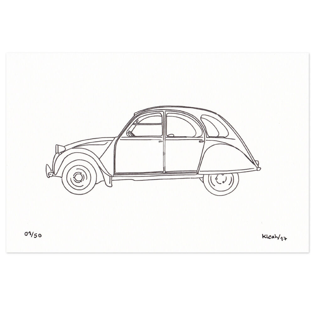 1000x1000 Original Citroen Limited Edition Ink Drawing Classic Car Art - Antique Car Drawing