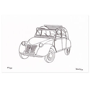 300x300 Original Limited Edition Citroen Ink Drawing Artwork Classic - Antique Car Drawing