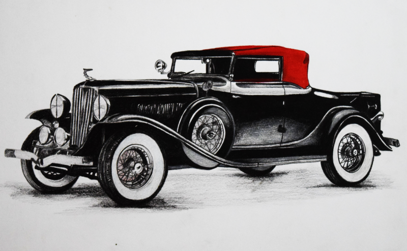 800x494 Vintage Car - Antique Car Drawing