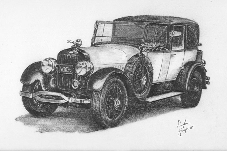 900x599 antique car pencil study drawing - Antique Car Drawing