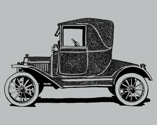 500x400 black antique car drawing - Antique Car Drawing