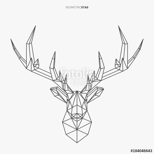 500x500 Vector Geometric Deer Line Art Low Poly Style Animal Drawing - Antlers Drawing