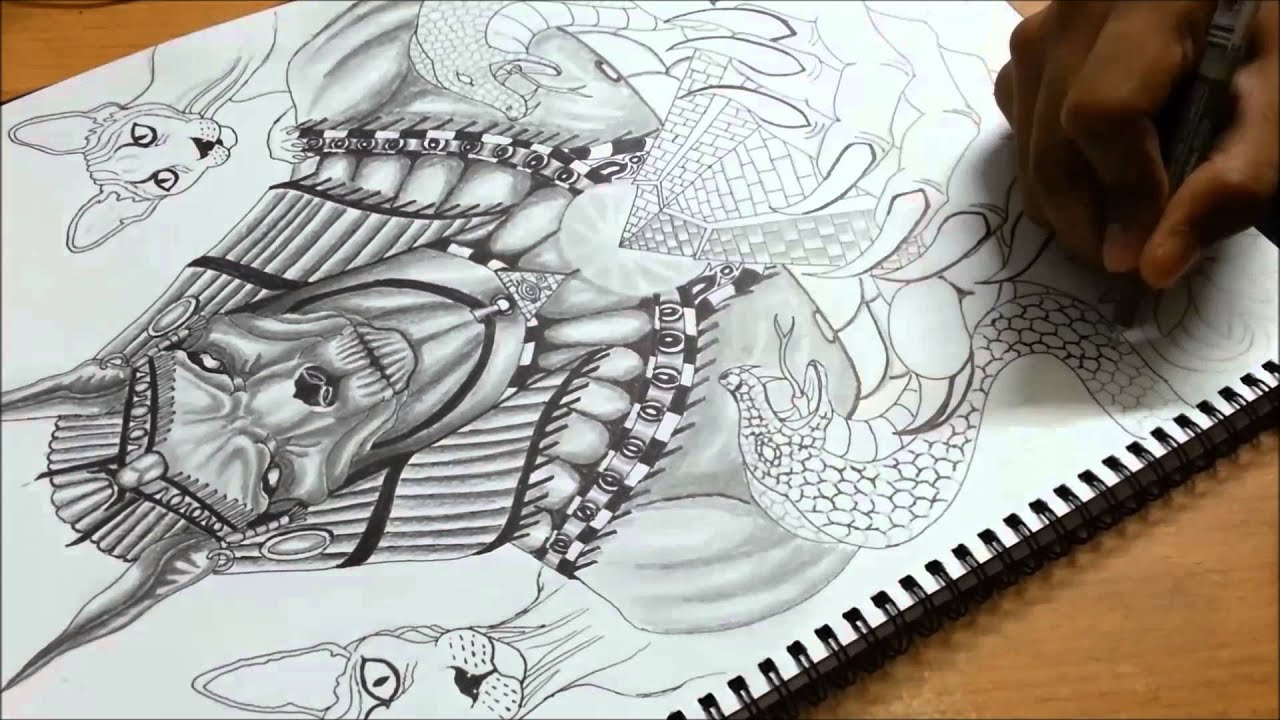 1280x720 drawing time lapse anubis - Anubis Drawing.