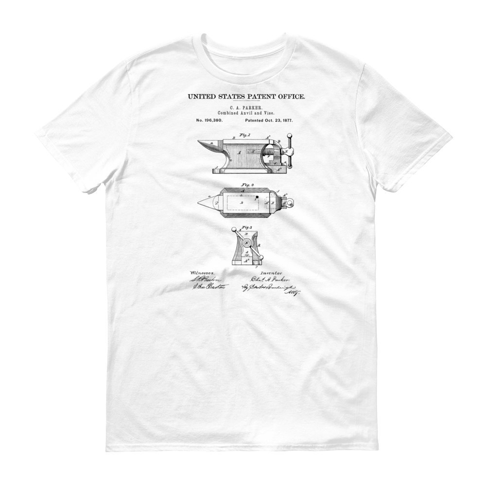 1000x1000 anvil vise patent t shirt patent shirt, vintage equipment - Anvil Drawing