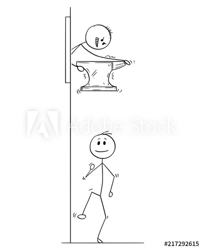 406x500 cartoon stick drawing conceptual illustration of man - Anvil Drawing