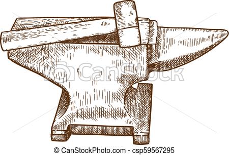 450x306 engraving illustration of anvil and hammer vector antique - Anvil Drawing