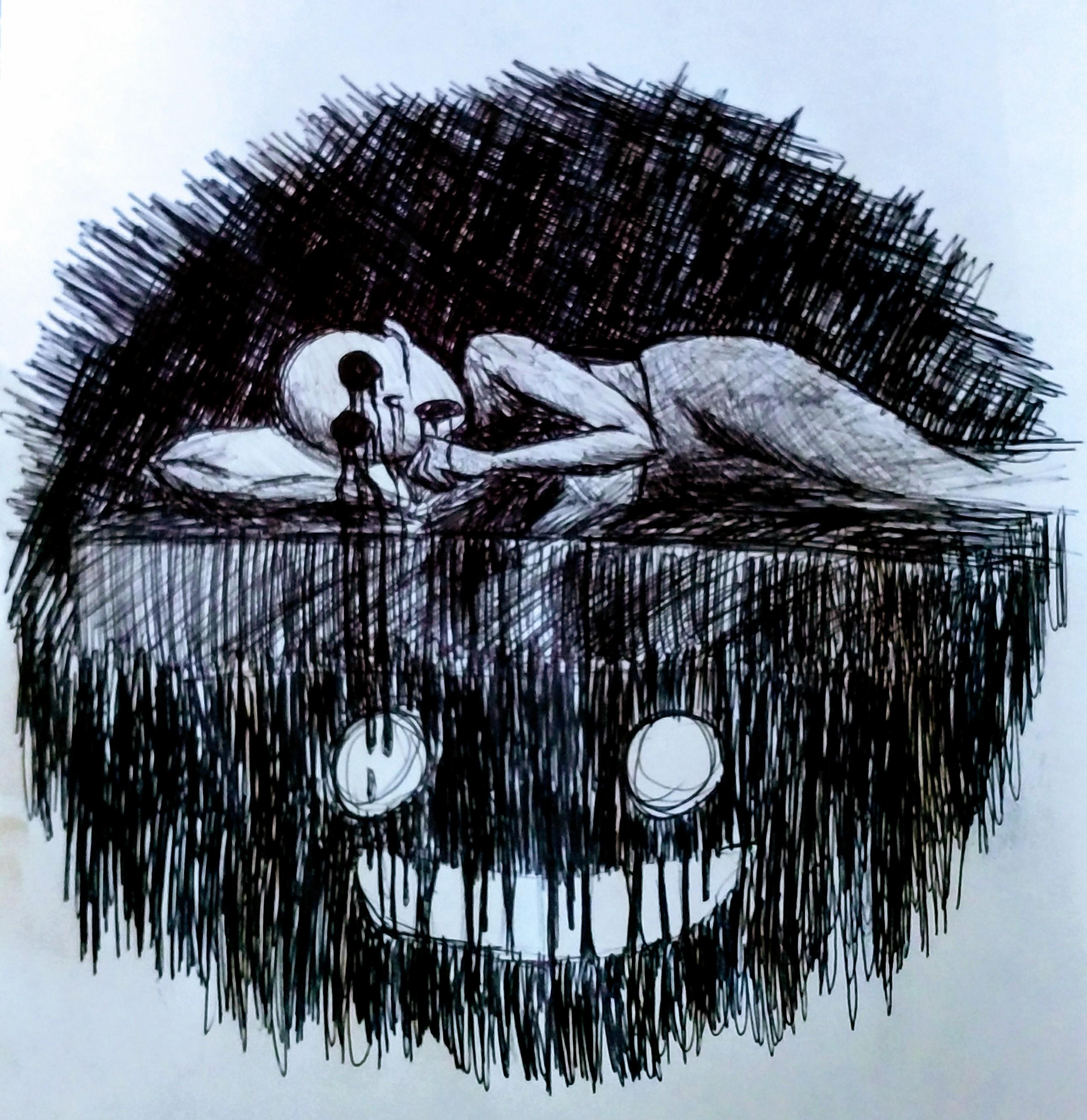 2585x2664 What Anxiety Feels Like Creepy - Anxiety Drawing