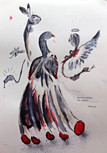 375x536 Genitalia, Peacock Anxiety Drawing - Anxiety Drawing