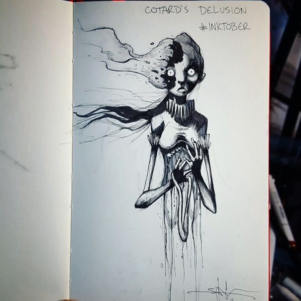 605x605 disturbing mental illness drawings high existence - Anxiety Drawing