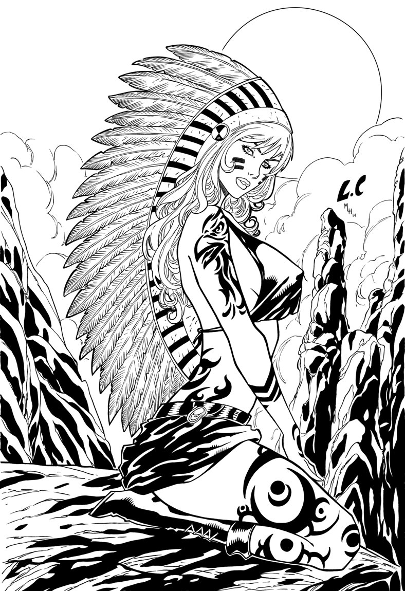 788x1150 Apache Girl - Apache Drawing