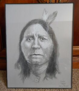 261x300 Artist Original Southwest Indian Drawing Apache 'nolgee' - Apache Drawing