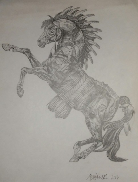 486x640 Matthew Lannholm Artwork Apache Spirit Horse Original Drawing - Apache Drawing