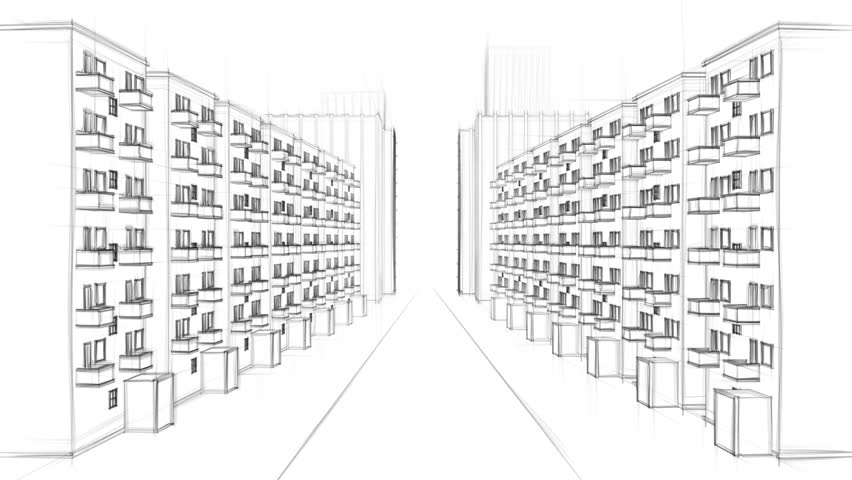 852x480 Architecture Drawing Of A City Stock Footage Video - Apartment Building Drawing